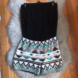 Fashiontronics Black Sequin Romper